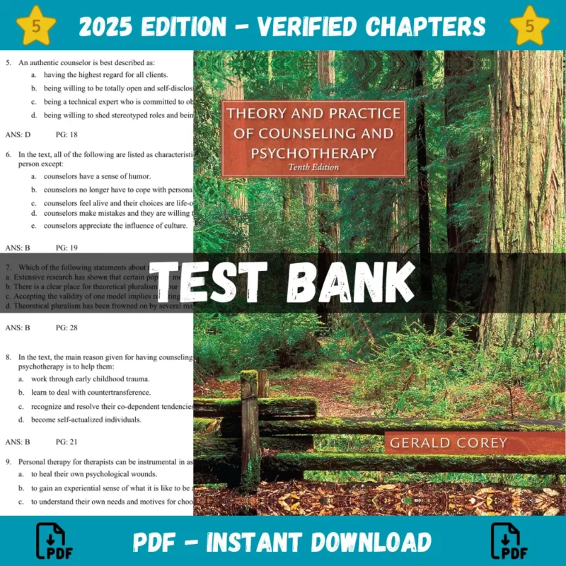 Test Bank for Theory and Practice of Counseling and Psychotherapy 10th Edition